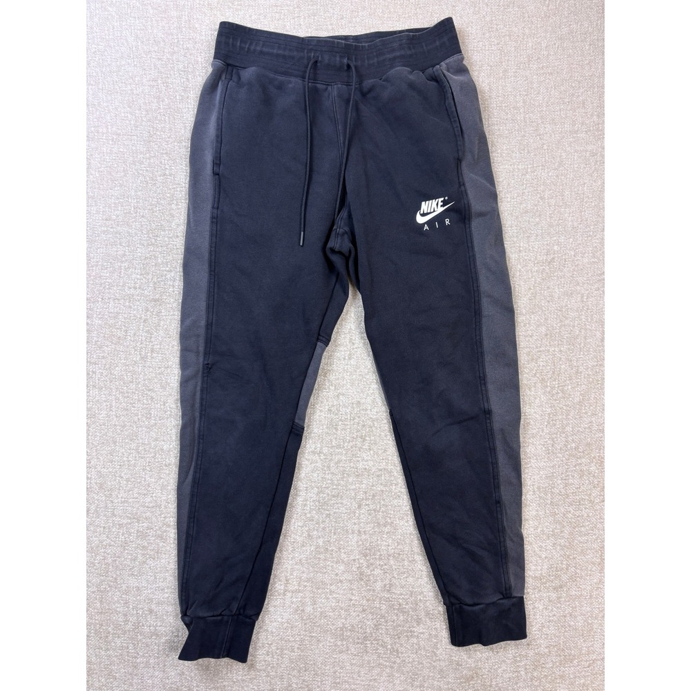 Nike Air Mens Fleece Jogger Sweatpants Black Grey Colorblock Small 928637-010